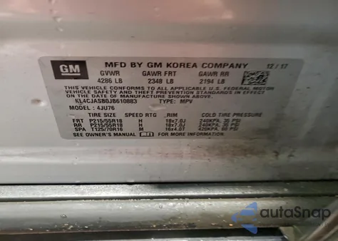 2018 Buick Encore Preferred from USA, damaged, VIN KL4CJASB0JB610883